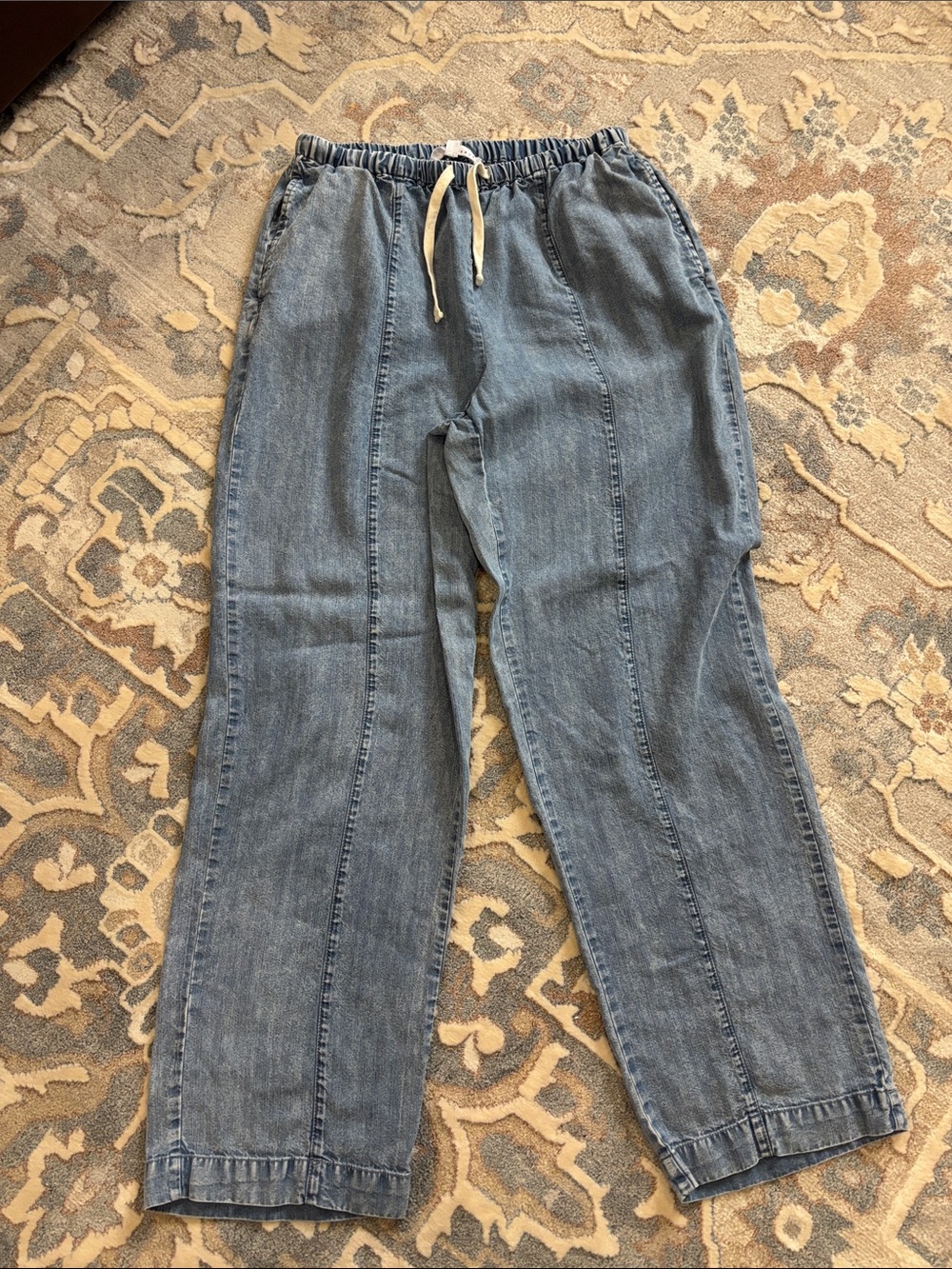 Light Wash Denim Drawstring Joggers